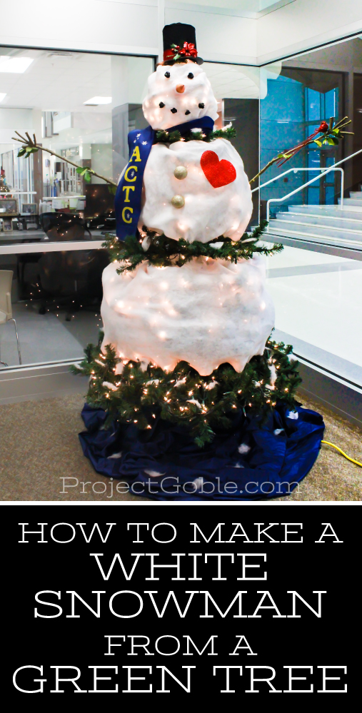 How to create a white snowman from a green tree