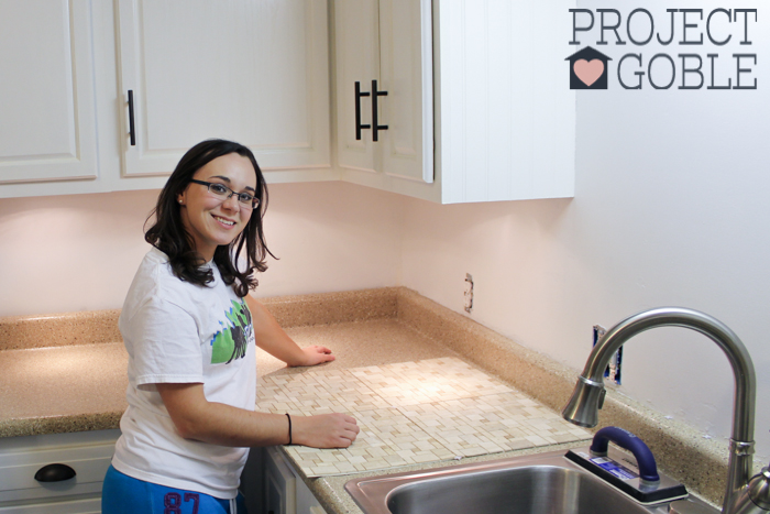 Allison from Project Goble - Teel and Stick Instant Mosaic Tile Backsplash we used for our Kitchen.