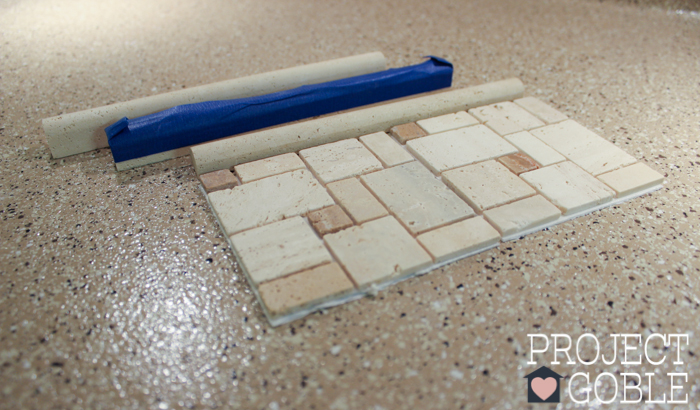 The Peel and Stick Instant Mosaic Tile Backsplash we used for our Kitchen.