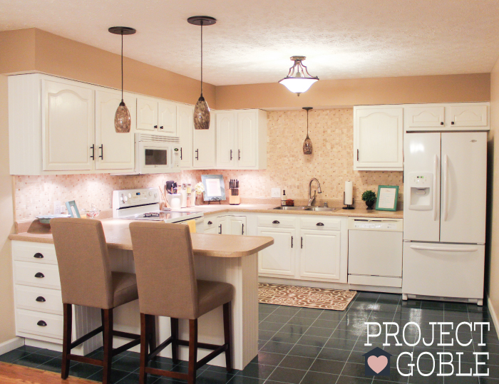 Kitchen Transformation White Cabinets Painted Counters With