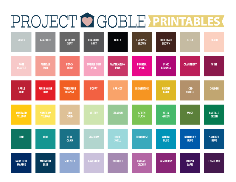 Color Swatches Project Goble Printables Project Goble