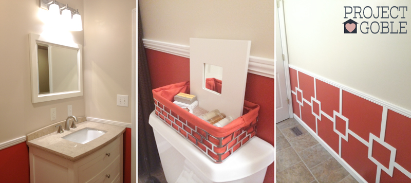 Orange, White, Brown, & Chrome Guest Bathroom - ProjectGoble.com