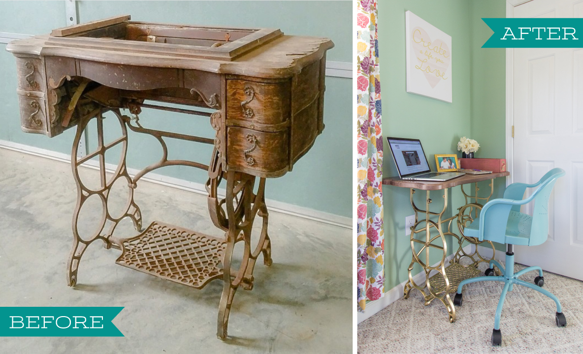 How To Reuse The Base Of An Antique Sewing Machine To Create A